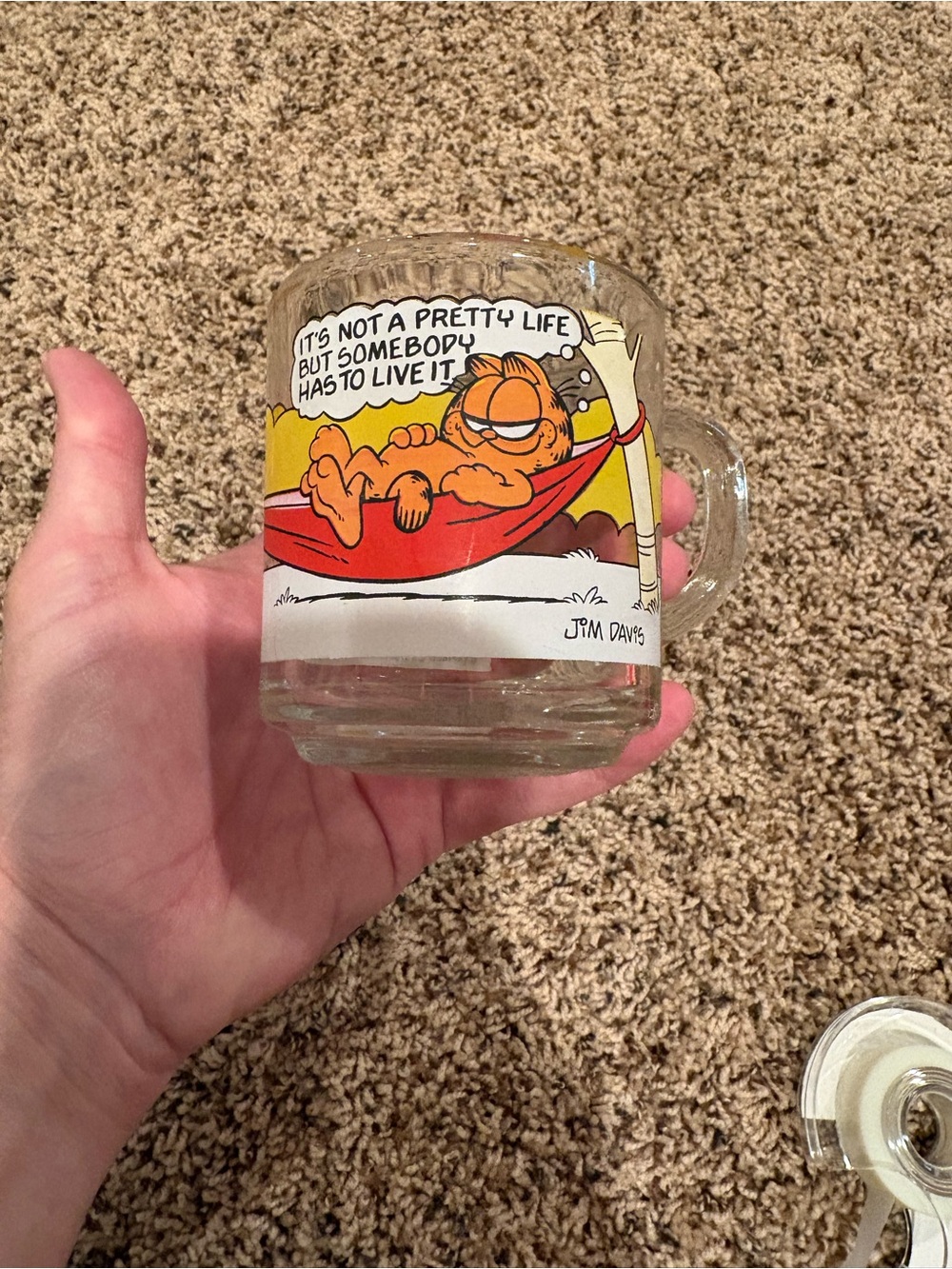 (Two different) Garfield Cartoon Glass Mugs- vintage McDonalds